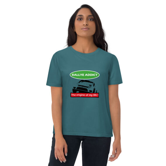 T-shirt en coton biologique rally addict, the engine of my life